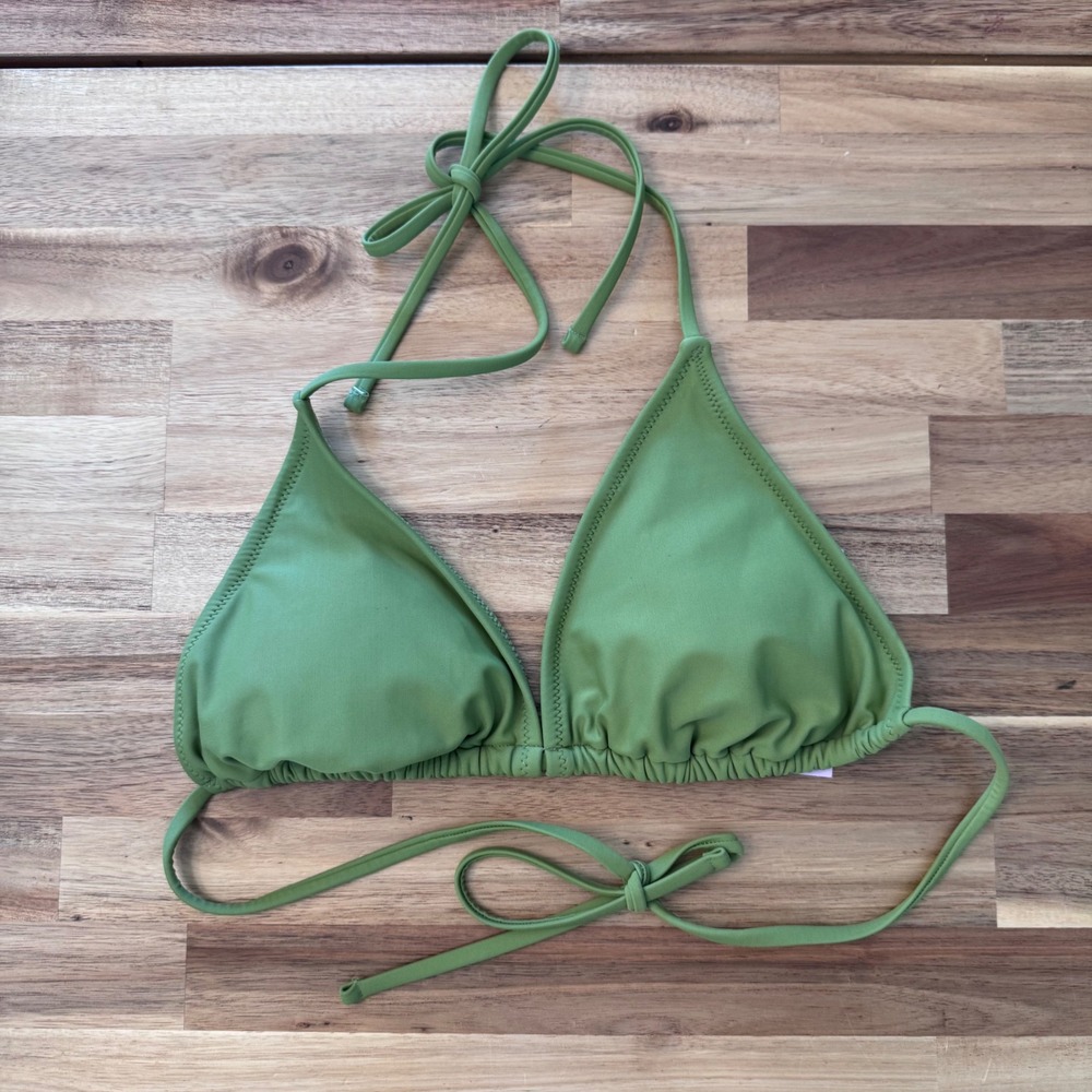 Wild Fable Greenβ Triangle Bikini Top Halter String Swim Top L 12-14
